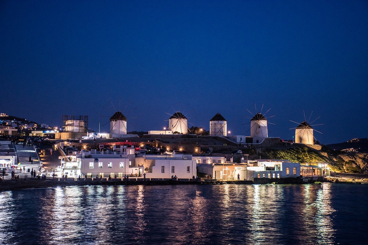 Mykonos at night