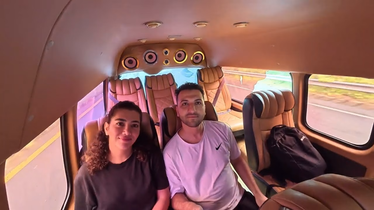 Sam and Sara in the van from Phuket to Khao Sok